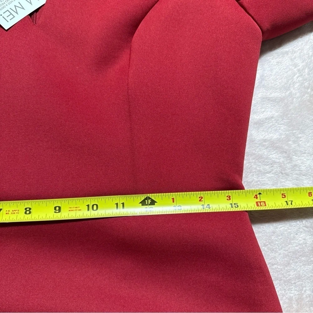 Badgley Mischka Scuba Dress Size 10 Deep Red Lined Workwear Professional - Picture 11 of 12